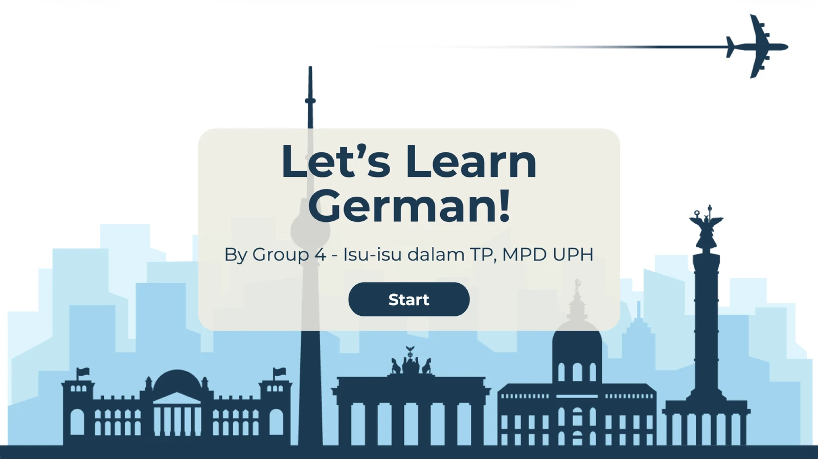 Title screen with a Berlin skyline and a Start button